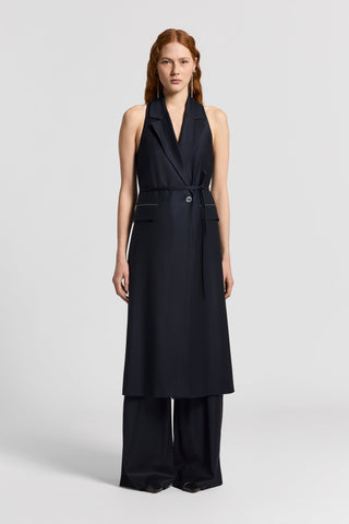 Shiny viscose wool twill vest