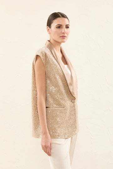 Sequin embroidered velvet waistcoat  