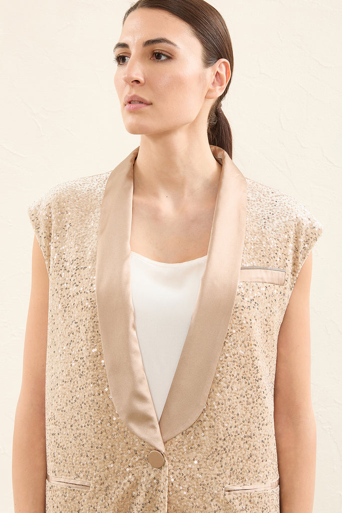 Sequin embroidered velvet waistcoat  