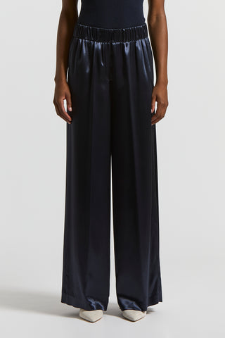 Shiny viscose satin trousers