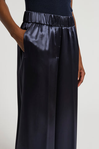 Shiny viscose satin trousers
