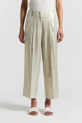 Laminated viscose twill trousers