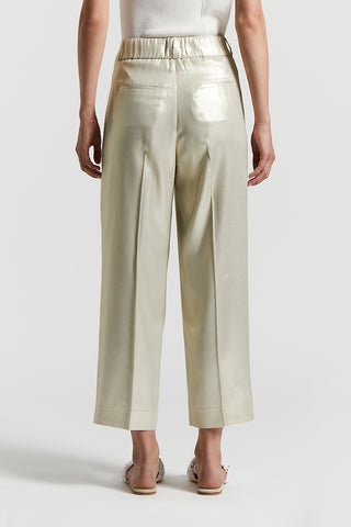 Laminated viscose twill trousers