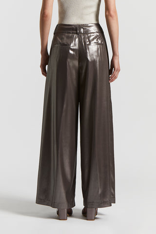 Laminated palazzo trousers with darts