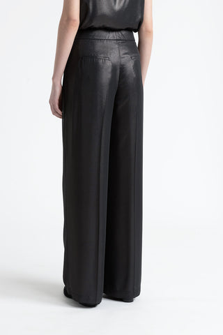 Laminated georgette palazzo trousers  