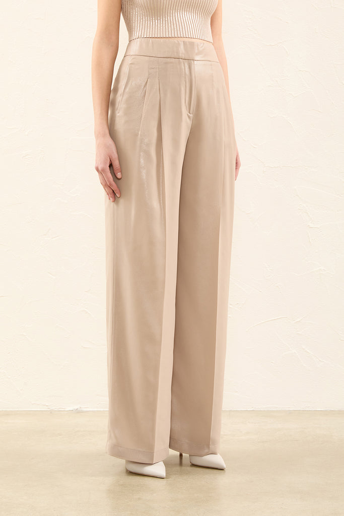 Laminated georgette trousers  