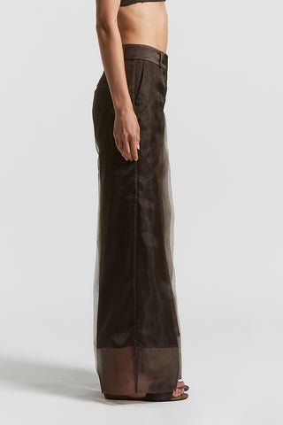 Organza and satin doubled trousers