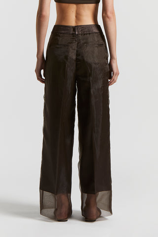 Organza and satin doubled trousers