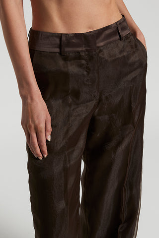 Organza and satin doubled trousers