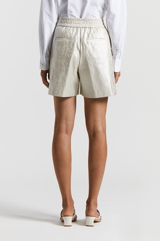 Metallic effect cotton linen canvas shorts