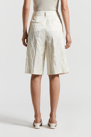 Crushed linen satin Bermuda shorts