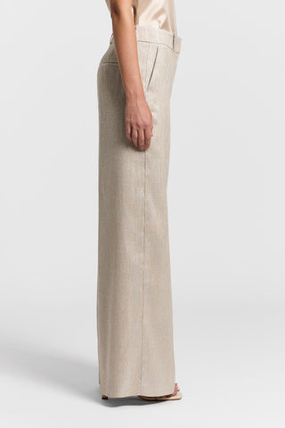 Pantalone in resca di lino, viscosa e lamé