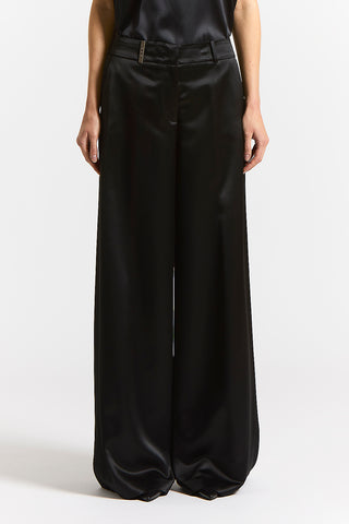 Pantalone in raso di viscosa e lana