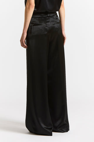 Pantalone in raso di viscosa e lana