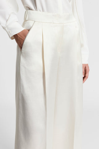 Viscose and linen satin trousers
