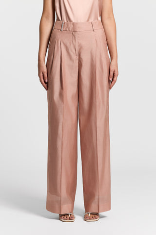 Pantalone in organza di cotone e seta opaca