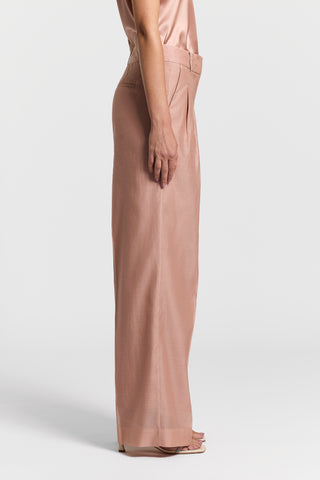 Pantalone in organza di cotone e seta opaca