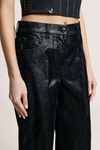 Pantalone in denim floccato glitterato 5 / 6