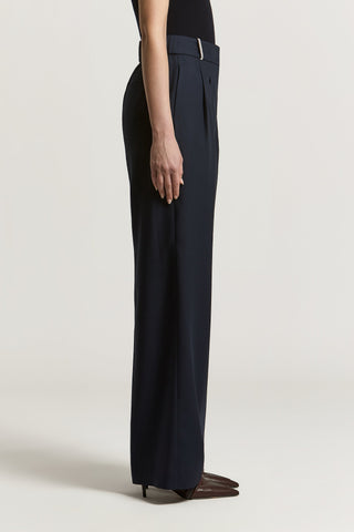 Pantalone palazzo in tela di lana