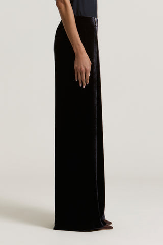Pantalone palazzo in velluto di viscosa e seta 3 / 3