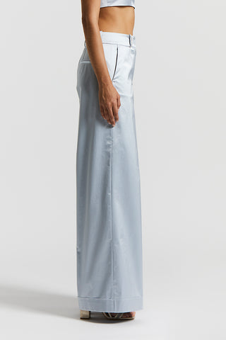 Cotton-blend satin palazzo trousers