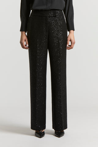 Micro-sequinned wool trousers