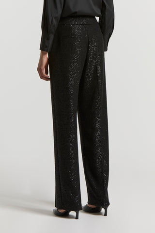 Micro-sequinned wool trousers