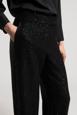 Micro-sequinned wool trousers