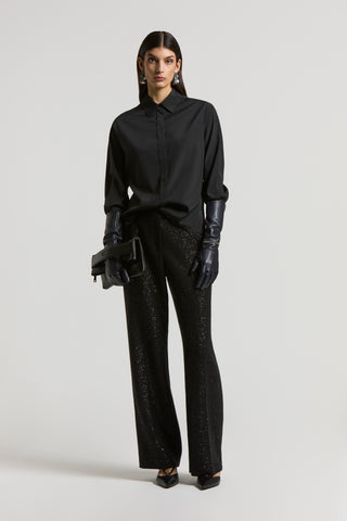 Micro-sequinned wool trousers