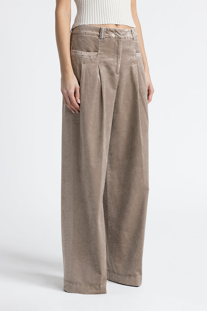 Corduroy pleated palazzo trousers  