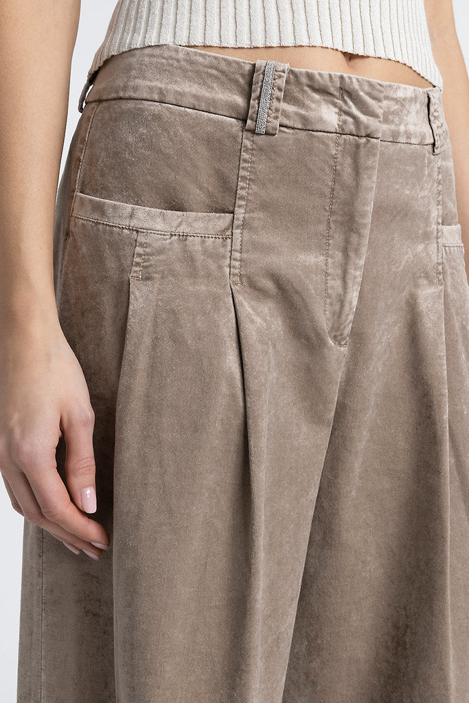 Corduroy pleated palazzo trousers  