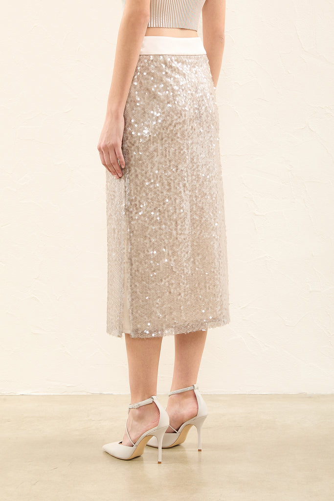Midi skirt in ombre sequins  