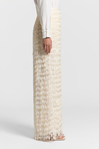 Organza skirt with crepe de chine fringes