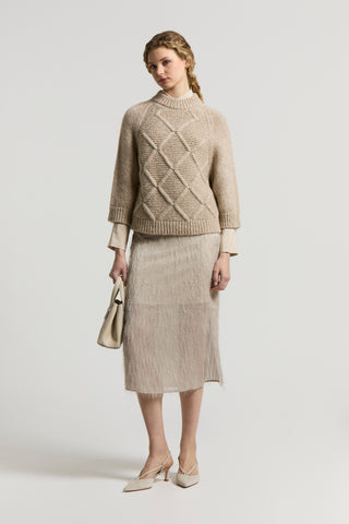 Straight-cut fil coupé jacquard skirt