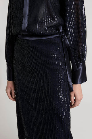 Sequinned pinstripe skirt