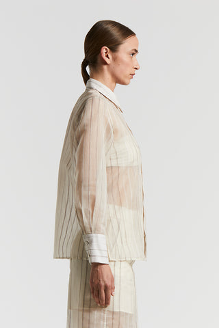 Striped cotton silk organza shirt