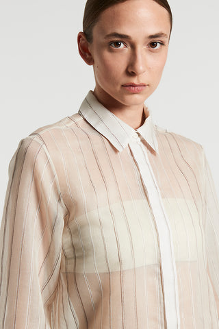 Striped cotton silk organza shirt