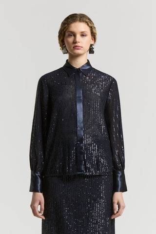 Sequinned pinstripe shirt