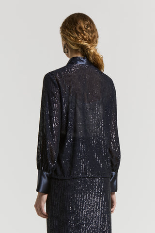 Sequinned pinstripe shirt
