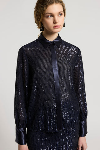 Sequinned pinstripe shirt