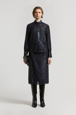 Sequinned pinstripe shirt