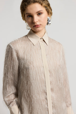 Silk shirt with sail collar