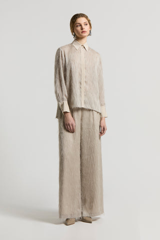 Silk shirt with sail collar