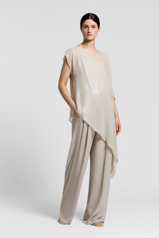 Pantalone palazzo in georgette effetto bagnato