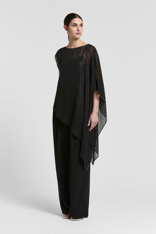 Pantalone palazzo in georgette effetto bagnato