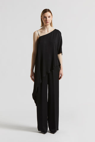 Asymmetrical viscose one-shoulder top