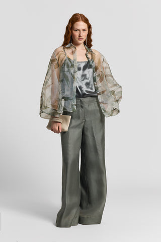 Organza shirt with foliage motif
