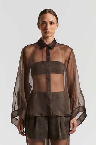 Oversize shirt in technical silk organza