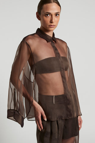 Oversize shirt in technical silk organza