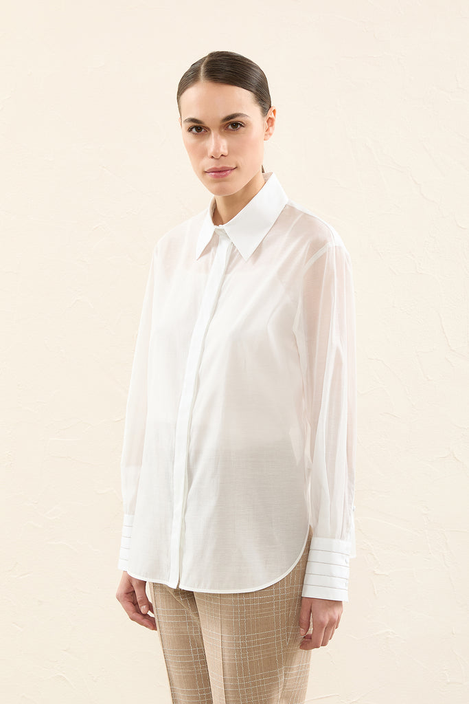 Shirt in silk cotton organza and popeline  